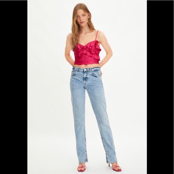 hot pink satin crop top